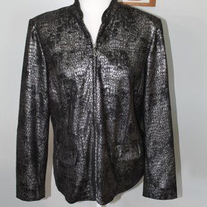 Alfred Dunner Silver Metallic Snakeskin Jacket